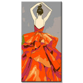 Painting by Numbers Art Woman with Big Orange Skirt